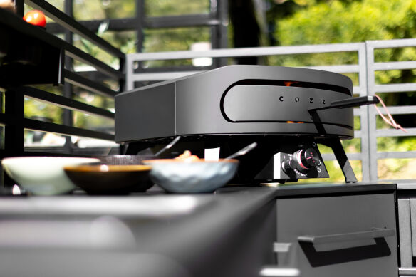 COZZE Gas Pizzaofen 17 CLASSIC Black Edition - mit rotierendem Pizzastein & Hitzeschild