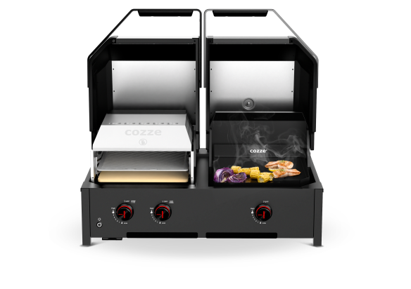 Cozze Gas Planchagrill G-900 QUATTRO 4-in-1 Plancha/G inkl. Anchluß-Set