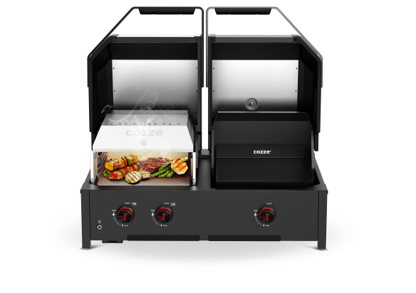 Cozze Gas Planchagrill G-900 QUATTRO 4-in-1 Plancha/G inkl. Anchluß-Set