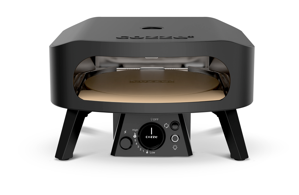 COZZE Gas Pizzaofen 13 CLASSIC Black Edition - mit rotierendem Pizzastein & Hitzeschild 90858