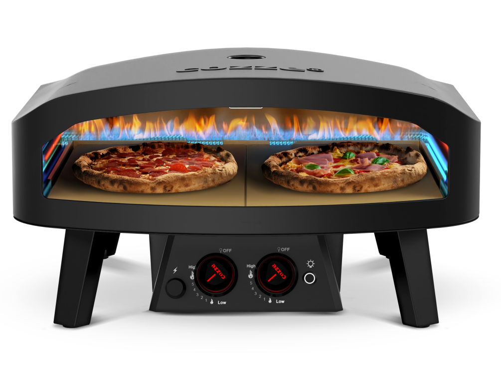 COZZE Gas Pizzaofen 24 Classic Black Edition - mit Hitzeschild & Anschluß-Set 90938