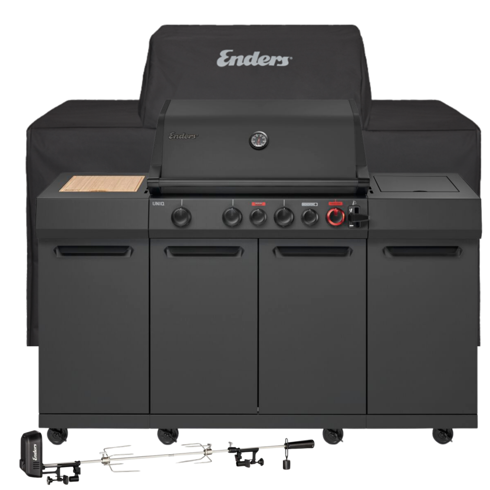 Enders Gasgrill Uniq 4 IK Kitchen Cruster Shadow inkl. Abdeckhaube & Drehspieß Mod.2026 8703
