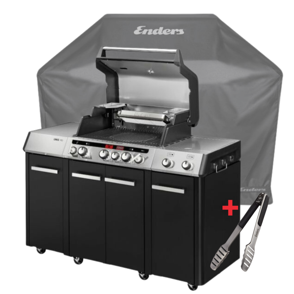 Enders Gasgrill UNIQ Pro 3 IK Kitchen Cruster inkl. Grillzange & Abdeckhaube 8608