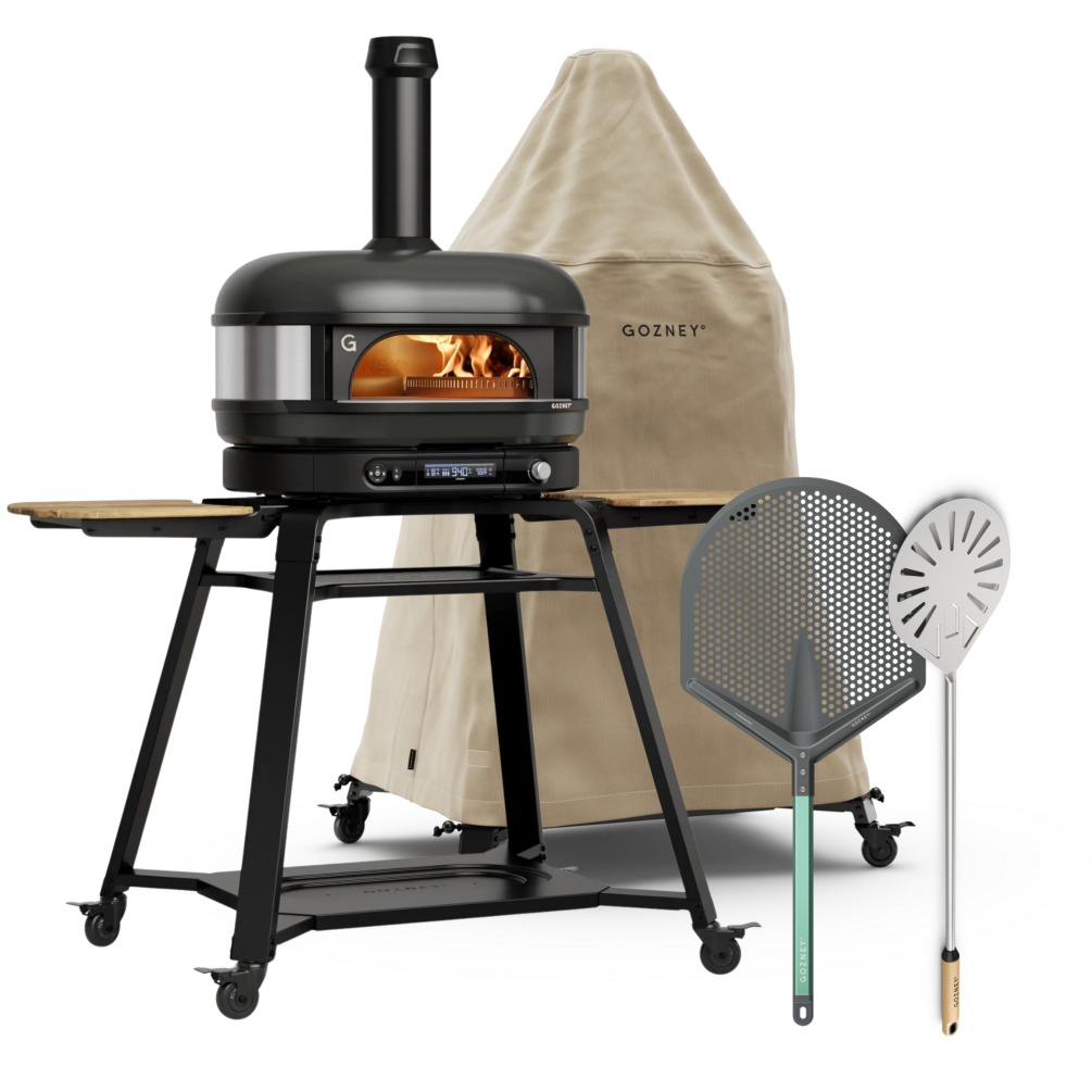 Gozney Dome (Gen 2) Multi-fuel  Pizzaofen-Bundle, Black+ Stand, Abdeckhaube, Heber, Wender GMPOBEU1625 + AM1984,1978,1762,1767