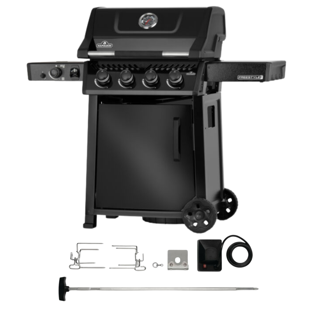 Napoleon Gasgrill Freestyle PRO 425, Schwarz mit Sizzle Zone inkl. Drehspiess FP425DSIBPK-1-DE + 69302