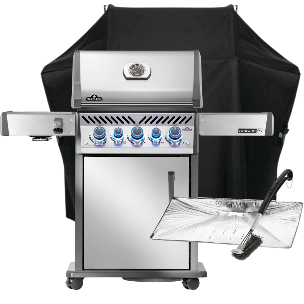 Napoleon SET Rogue PRO-S 425 Edelstahl, mit Edelstahl Rosten, Infrarot-Seiten- & Heckbrenner RPS425RSIBPSS-2-DE Set
