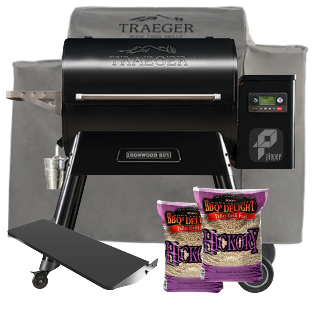 Traeger Pelletgrill Ironwood 885 inkl. Abdeckhaube + Frontablage &  2x 9 kg Pellets  TFB89BLFC
