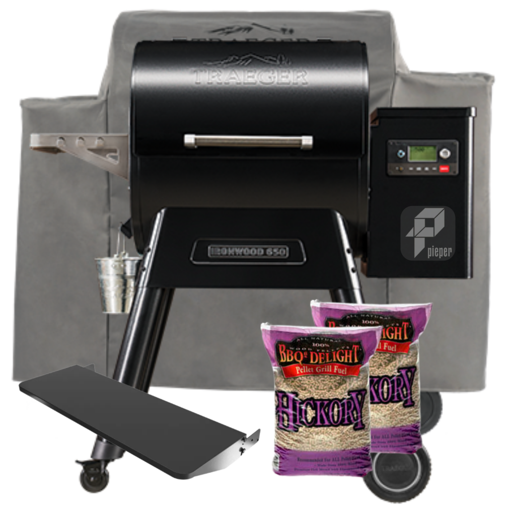 Traeger Pelletgrill  Ironwood 650 inkl. Frontablage+ Abdeckhaube & 9 Kg Pellets TFB65BLFC
