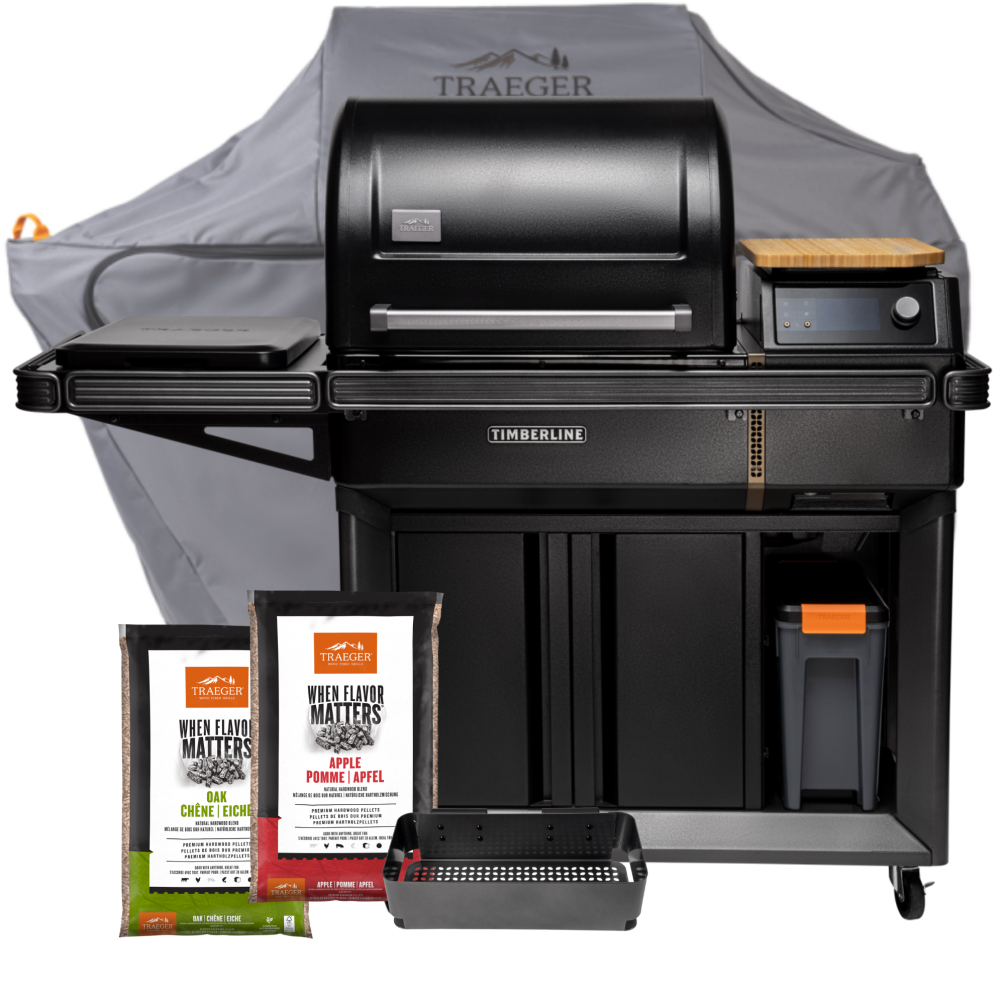 Traeger Pelletgrill Timberline inkl. Abdeckhaube & Ablagefach + 2x 9kg Pellets  TBB86RLGI