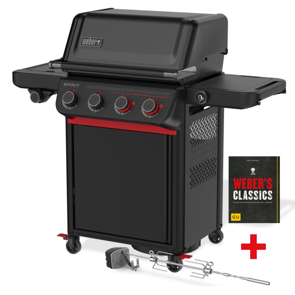 Weber Gasgrill Spirit EP-435R GBS, Stealth-Edition inkl. Drehspieß & Webers Grillen 1502138