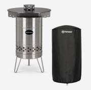 Petronax Feuertonne Pyron + Grillplatte + Abdeckhaube Set