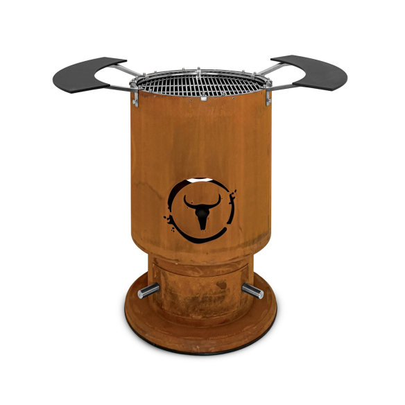 Moesta Feuerplattengrill  Bandit 2.0 FirePlace inkl. 2 x Ablagebretter grau/-oben + Sizzle Rost & Burgerpresse
