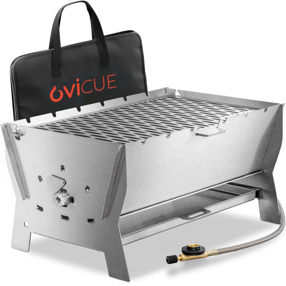 OVICUE Edelstahl Gas- & Holzkohle Steckgrill L inkl. Tasche 