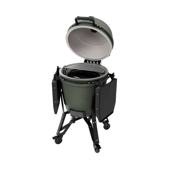 BSTRD. Pro Large Complete Keramikgrill | Alpine Green inkl. Abdeckhaube, BBQ Buch & Holzkohle