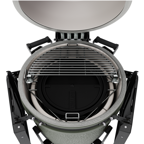 BSTRD. Pro Large Complete Keramikgrill | Alpine Green inkl. Abdeckhaube, BBQ Buch & Holzkohle