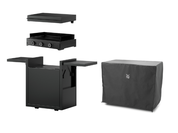 WMF Edition One Plancha-Set mit Wagen, 75 cm, Gas inkl. Abdeckhaube