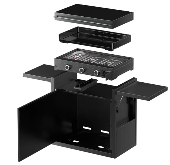 WMF Edition One Plancha-Set mit Wagen, 75 cm, Gas inkl. Abdeckhaube